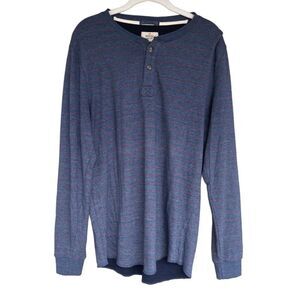 Marine Layer Mens Double Knit Henley Long Sleeve Pullover Size Medium Blue
